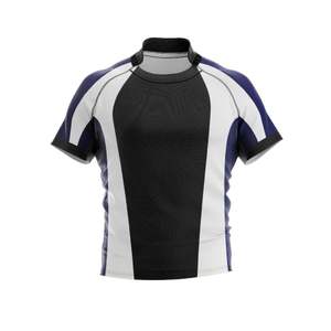 Maillot Rugby en Coton Style Rétro Old School à Rayures Verticales pour Hommes Demi-Manches Vêtements d'Équipe Design Personnalisé Maillots de Rugby - Product Image 1