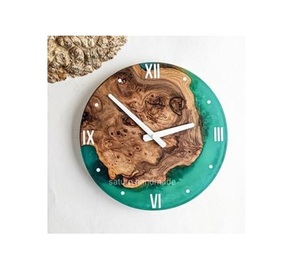 Horloge murale en bois massif et résine salon horloge créative minimaliste moderne chambre à la mode de qualité supérieure - Product Image 5