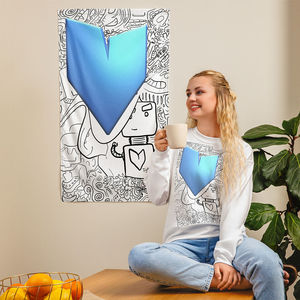 Drapeau contemporain en tissu avec motif Cœur de Robot - Product Image 2