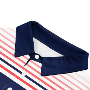 Vêtements de sport en gros pour le golf : T-shirts rayés à col assorti en mélange polyester-spandex, manches courtes, anti-plis, pour hommes - Product Image 3