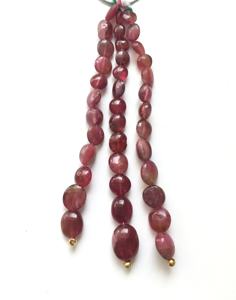 ลูกปัดทัวร์มาลีนสีชมพูธรรมชาติ ขัดเรียบ 3 เส้น สำหรับทำเครื่องประดับอัญมณ์ - Product Image 5