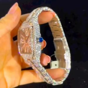 นาฬิกาควอตซ์หน้าปัดทองหรูหราคลาสสิกสำหรับผู้ชายพร้อมสายสแตนเลสเพชรโมอิสสำหรับงานเลี้ยงทางธุรกิจ - Product Image 4