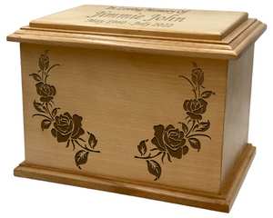 โกศไม้สำหรับงานศพส่วนตัวลายกุหลาบเถาไม้โกศพร้อมแกะสลักสำหรับงานศพส่วนตัวลายดอกไม้กุหลาบ - Product Image 6