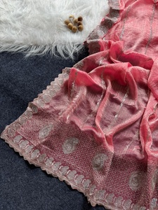 Saree de seda pura de Jimmychoo con hermoso trabajo de bordado Zari y trabajo de diamantes en todo el sari con blusa de trabajo para correr - Product Image 6