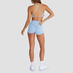 Ensemble de yoga deux pièces pour femme, soutien-gorge de sport et short taille haute froncé aux fesses, personnalisé, de haute qualité et uni - Product Image 5