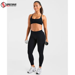 Service OEM, meilleur prix du fabricant, leggings de yoga pour femmes sur mesure, taille haute, tissu extensible quadridirectionnel, respirant, noir uni - Product Image 6