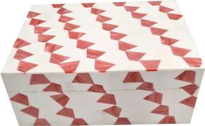 Boîte décorative artisanale en os incrusté avec base en MDF, motif géométrique, organiseur de bijoux, boîte à bibelots pour décoration intérieure de luxe - Product Image 2