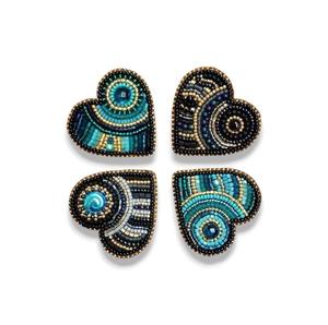 Broche en cuivre bleu fleur avec perle de cristal broderie à la main fil de lingot perlé Design-cadeau et accessoire de mariage de fête - Product Image 4