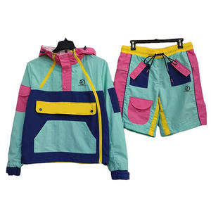 Custom High Quality Nylon Streetwear Men Two Piece Shorts <b>Zip</b> up <b>Hoodie</b> Windbreaker Shorts Jackets Tracksuit Set - Product Image 1