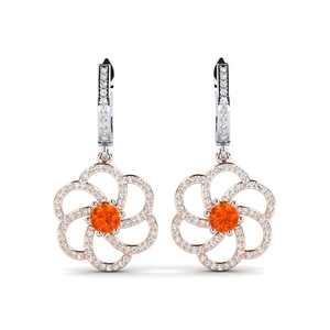 Boucles d'oreilles pendantes en pierre de cornaline orange, laiton plaqué argent, bijoux classiques faits à la main, certifiées IGI, HARI OM CREATIONS, unisexe, mariage - Product Image 6