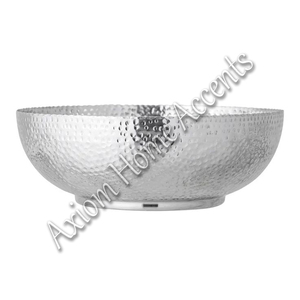 Axiom Home Accents Premium hecho a mano plata aluminio frutero patrón martillado artesanal grabado brillante brillo niños comedor - Product Image 4