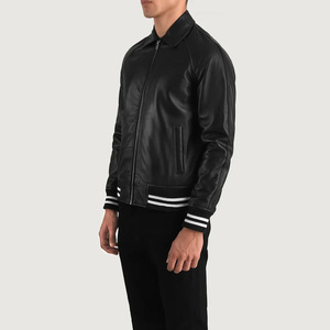 Vestes pour hommes Veste universitaire en cuir véritable 100% de qualité supérieure adaptée aux quantité minimale de commande pour hommes au prix de gros Vestes écologiques - Product Image 4