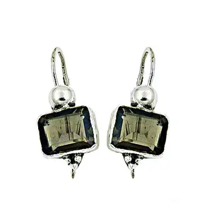 "925 Silver Smoky Quartz Crystal <b>Earrings</b> for Women" - Product Image 3