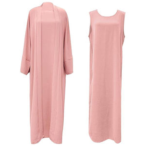 Abaya nuevo diseño Eid Dubai islámico elegante modesto personalizado mujeres musulmán vestido Simple gasa abierta Kaftan - Product Image 5