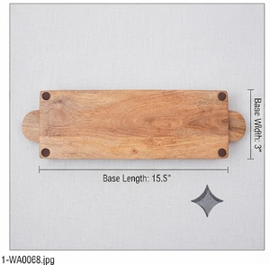 Wooden Rectangular Tray With Three Green Enamel Compartments <b>Rustic</b> Design Handle 1.5 Inch Length 2 Inch Height Single Piece - Product Image 4