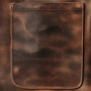 Delantal de cuero de grano superior personalizado Delantal de carnicero Delantal de cuero con acabado de aceite de Caballo Loco con herrajes de latón - Product Image 3