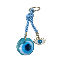 LLavero de ojo malvado de cristal hecho a mano, amuleto redondo de 2 cm, amuleto Nazar turco para bolsos y llaves