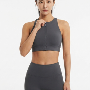 Sujetador deportivo OEM al por mayor para mujer, con cremallera frontal y espalda cruzada, logotipo personalizado, suave, para yoga, gimnasio, fitness y running - Product Image 1
