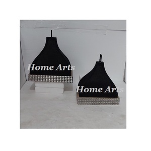 Plateau de service en bois au design classique avec couvercle en tissu, lot de 2 tailles différentes, plateau de service alimentaire en vrac - Product Image 2