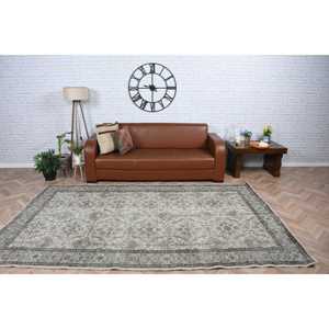 Alfombra turca vintage, alfombra de 5.7x9.4 pies, alfombra blanca con plantas y árboles azules - Product Image 2