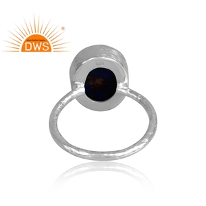Diseño hecho a mano plata esterlina fina Natural Mojave cobre lapislázuli piedra preciosa anillo apilable fabricante de joyas - Product Image 4