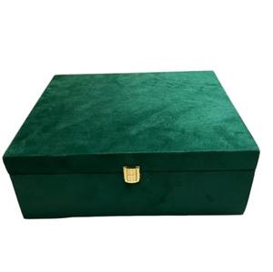 Boîte à bijoux en résine et MDF rectangulaire fabriquée à la main moderne pour le cuir Boîte à souvenirs en résine de velours - Product Image 1