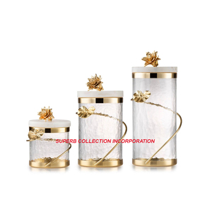 Gold and Glass Metal <b>Canister</b> <b>Sets</b> of 3 Top Selling and High Quality - Product Image 5