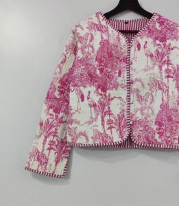 Quilted Handmade Cotton <b>Women</b> Jacket Wear Coats New Style Boho Jacket Front Open <b>Kimono</b> Stripe Piping Reversible Jacket - Product Image 3