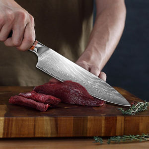 Mayorista Personalizado OEM ODM Cubiertos Fábrica Profesional Damasco Nueva Resina Mango Damasco Acero Cocina Chef Cuchillo Fijar Hoja - Product Image 5