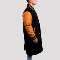 Manteau bomber en laine de style varsity pour homme, sur mesure, rétro, hiver, véritable peau de mouton, manches en cuir doré, col mandarin