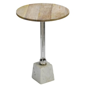 โต๊ะอลูมิเนียมทรงกลมพร้อมพื้นไม้และหินอ่อนสีทองโต๊ะกาแฟโลหะสำเร็จรูปทรงกลมสำหรับเฟอร์นิเจอร์บ้าน - Product Image 3