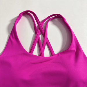 Soutien-gorge de sport pour femmes en Pakistan, haut de sport d'entraînement complet de couleur unie, rembourrage de soutien antichoc, dos croisé - Product Image 6