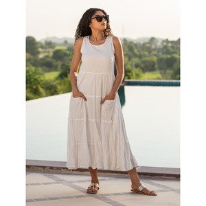 Elegante Vestido de Gasa Sólida hasta la Rodilla para Mujer - Product Image 3