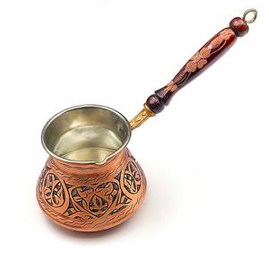 Cafetière turque classique en cuivre et bois avec poignée, vaisselle, tasse à café, décoration de table pour la maison, la cuisine, le restaurant, l'hôtel, les fêtes - Product Image 6