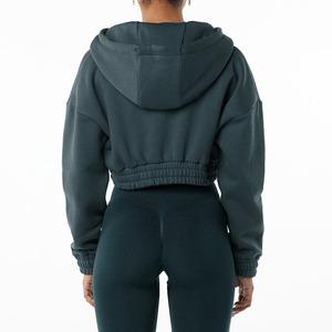 OEM ODM Oversized <b>Crop</b> Custom Women's Printed Terry Fabric Autumn Casual Hoodie Hoodies Sweatshirts Hooded <b>Top</b> Factory Wholesale - Product Image 2