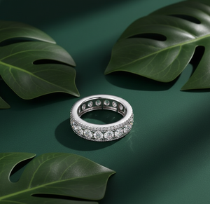 Anneaux de fiançailles éternels pour femmes Aniva en or blanc, bijoux fins glacés, diamant de laboratoire de couleur E, taille brillante, 14 carats, ethnique - Product Image 4