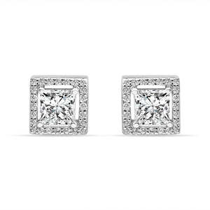 NOVAMART Fine Zarkan 925 Silver Zircon Square Root <b>Earrings</b> <b>Studs</b> Geometric Bezel Setting Princess Cut <b>Turquoise</b> Diamond Rose Go - Product Image 1