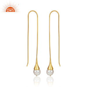 Best Selling Sterling Silver 18K Gold Plated Cz And Coral Beaded Gemstone <b>Dangle</b> <b>Earring</b> Demi <b>Fine</b> Jewelry Manufacturer - Product Image 2