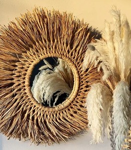 หญ้าทะเลกระจกตกแต่งผนังสไตล์ Boho ปาล์มกระจกขายส่งราคาถูกมิลาน