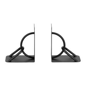 Sujetalibros simples de metal negro con un aspecto minimalista y elegante, adecuados para apartamentos modernos y pequeñas salas de estudio en el hogar - Product Image 6