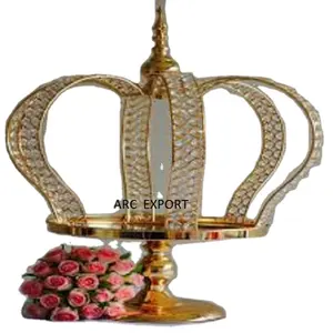 Crown Crystals Gold Decorative Cake Stand New Modern Design Stylish Crown Cake Stand