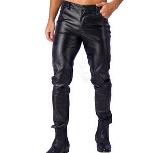 Pantalon en cuir souple léger pour homme, taille mi-haute, avec braguette boutonnée, design tendance et décontracté – Nouvelle collection - Product Image 3