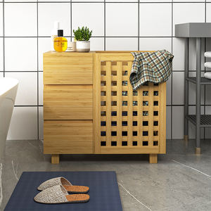 Giỏ Đựng Đồ Giặt Bằng Tre Có 3 Ngăn Kéo Và Một Giỏ Lớn, Giỏ Đựng Quần Áo Chia Ngăn - Product Image 4