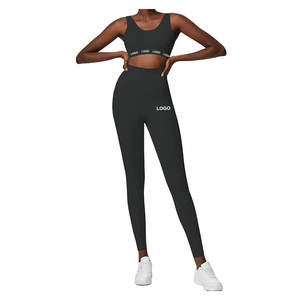 Ensemble de yoga pour femmes Logo personnalisé Grande taille pour soutien-gorge élastique taille haute respirant Legging 2 pièces à séchage rapide écologique - Product Image 1