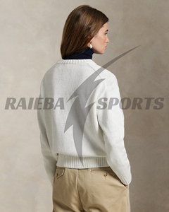 Pull décontracté d'hiver pour femme de qualité supérieure, col personnalisé, 100 % laine, anti-boulochage, boutonné sur le devant - Product Image 6