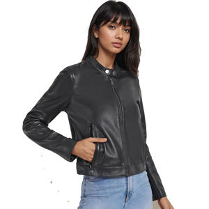Chaqueta de cuero genuino de diseño personalizado para Mujer | Abrigo elegante ajustado para Mujer | OEM ODM Proveedor al por mayor - Product Image 2