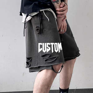 Shorts de sport pour homme avec logo personnalisé, style décontracté et tendance, taille haute élastique, 100% polyester tricoté, imperméable et respirant - Product Image 1