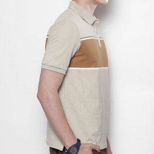 เสื้อยืดโปโลผ้าโพลีเอสเตอร์สำหรับผู้ชายผ้าคอตตอนแห้งเร็วระบายอากาศได้ดีสวมใส่สบายดีไซน์สีพื้นพิมพ์ลายถัก - Product Image 5