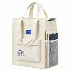 กระเป๋าผ้าแคนวาสขนาดใหญ่พร้อมส่ง มีช่องตาข่ายด้านข้างอเนกประสงค์ เหมาะสำหรับใช้ช้อปปิ้งทุกวัน - Product Image 6