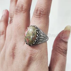 Nueva llegada Anillo para hombre Natural Unakite Jasper Piedra preciosa Anillo de piedra natal Todos los tamaños Joyería oriental otomana Anillo de plata esterlina 925 - Product Image 4